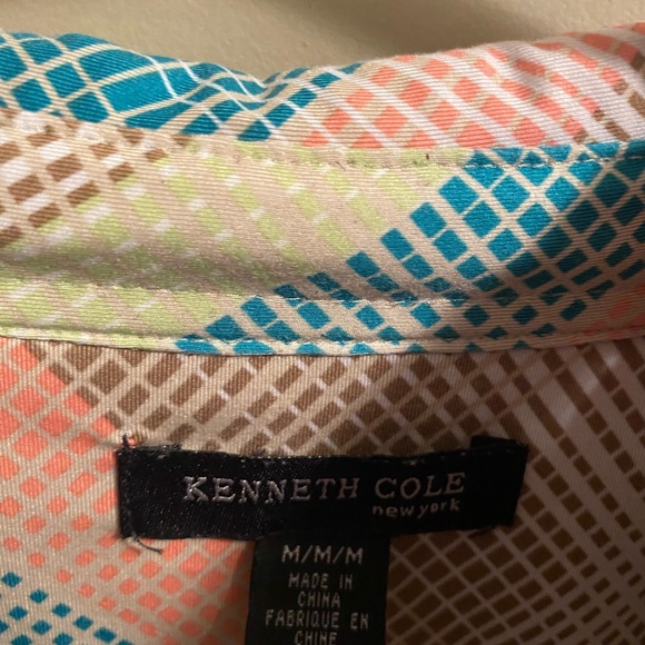 VINTAGE Kenneth Cole Peach/Brown/Green button up-like NEW! - Picture 3 of 4
